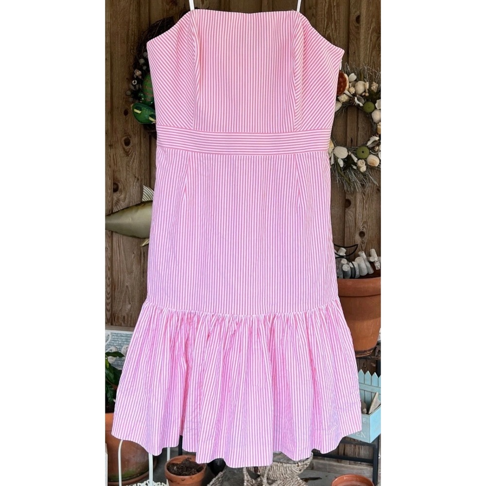 Vineyard Vines For Kentucky Derby Strapless Pink White Cotton Zip Women Sz 0